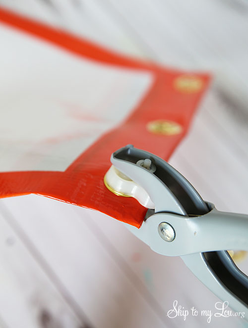 duct tape pencil bag grommet step 3