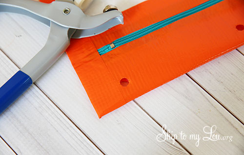 duct tape pencil bag puched holes