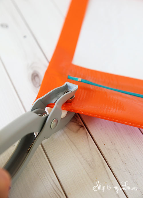 duct tape pencil bag punching holes