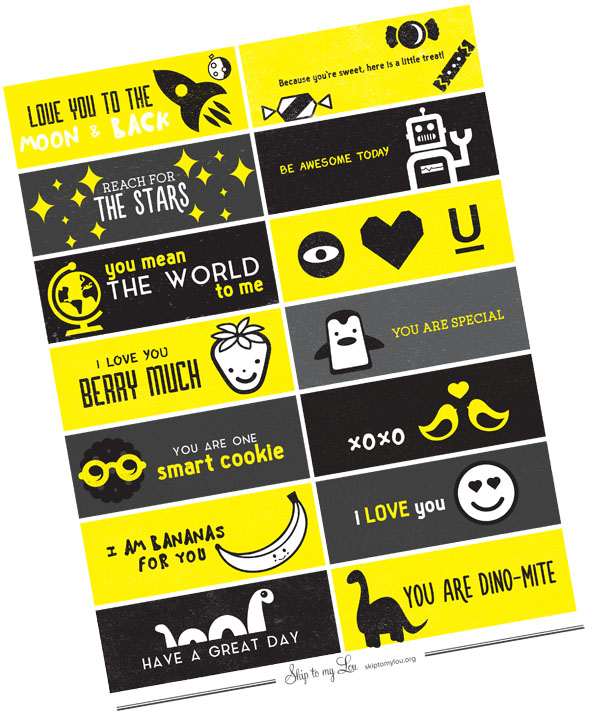 free printable retro lunch box notes