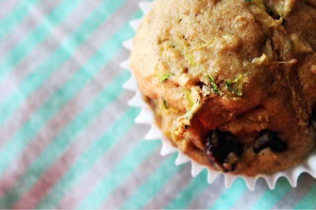 zucchini banana chocoate chip muffins