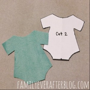 Light blue onsie cut from felt using the pattern.
