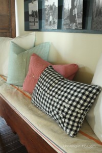 Festive Pillows from dress shirts- inexpensive, easy, and sew fun! OneKriegerChick.com