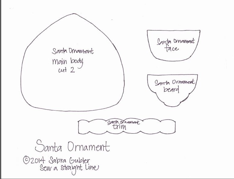 santa face ornaments sew a straight line pattern