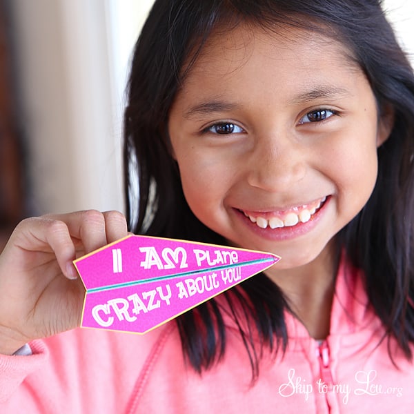 pink and white airplane valentine card - I am plane crazy for you