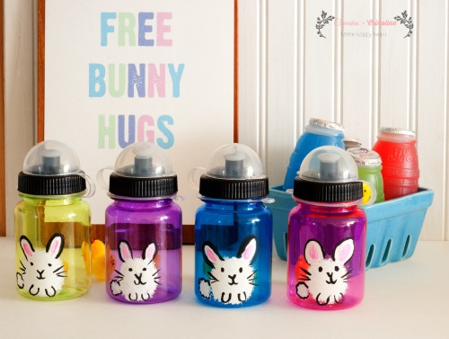 Hand-Painted Bunny Hugs Water Bottles for Kids