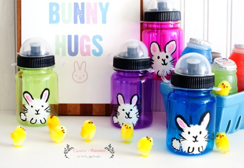 Easter party hand-painted water bottle treats for kids from cupcakesandcrinoline.com