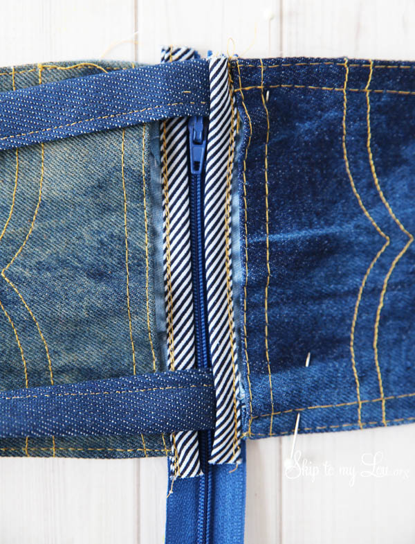 denim pouch zipper how to