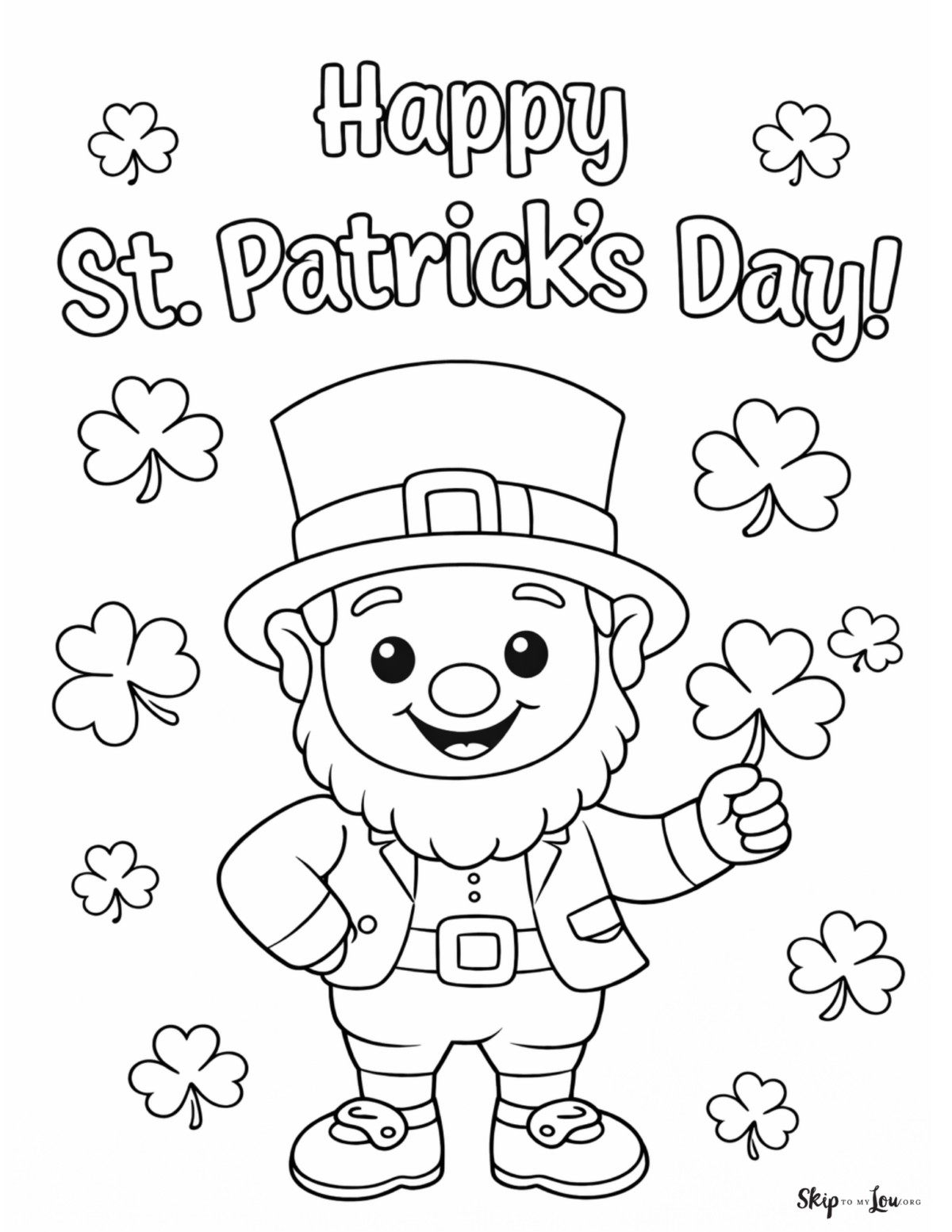 happy st patricks day leprechaun coloring page printable