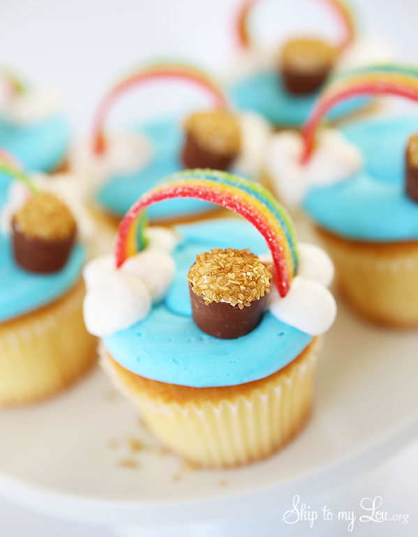 Rainbow Cupcakes on a white plate