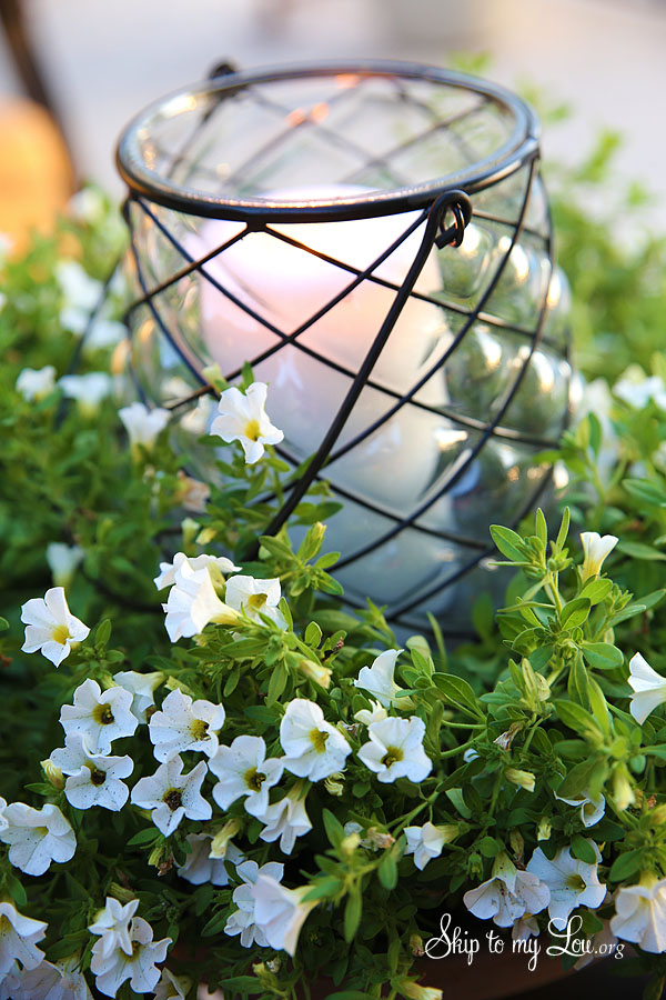 outdoor lighted floral centerpiece