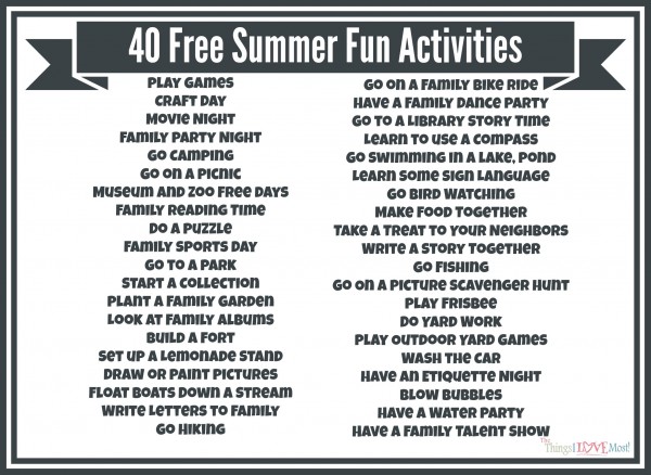 40 Free Summer Activities www.tastefullyfrugal.org