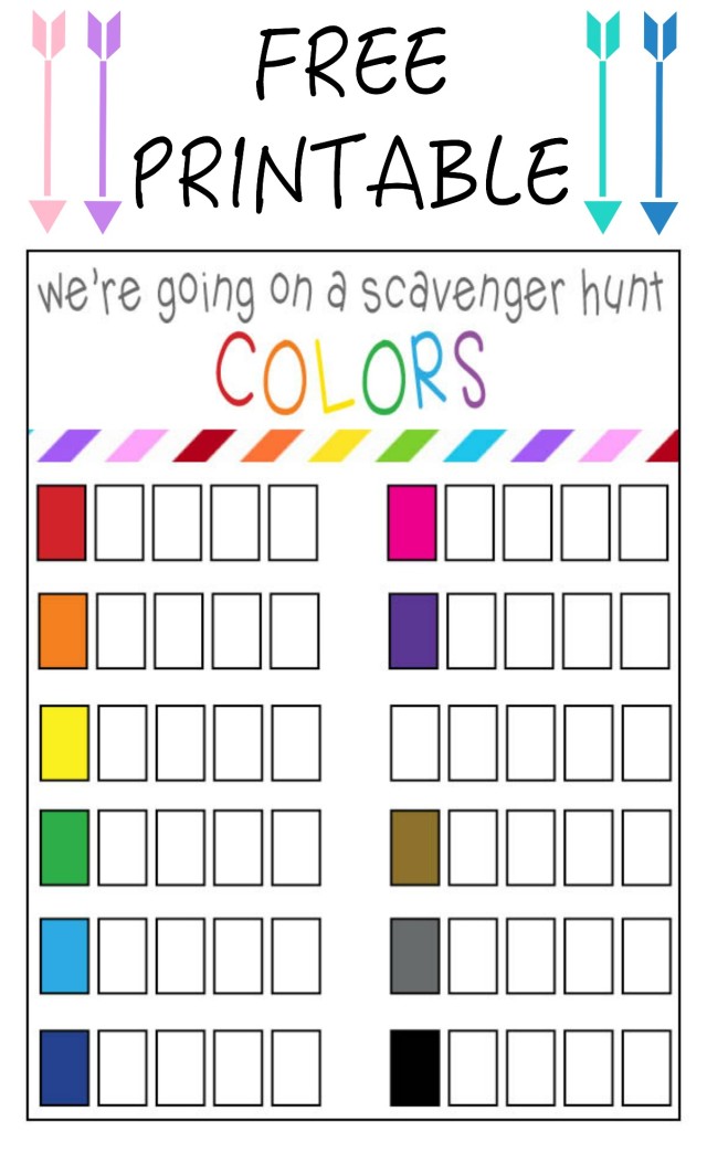 FREE Printable Scavenger Hunt for Colors