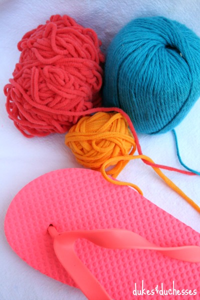 supplies for pom pom flip flops