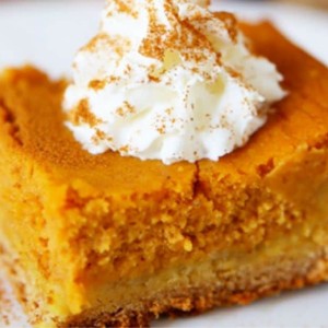 pumpkin gooey cake on white plate