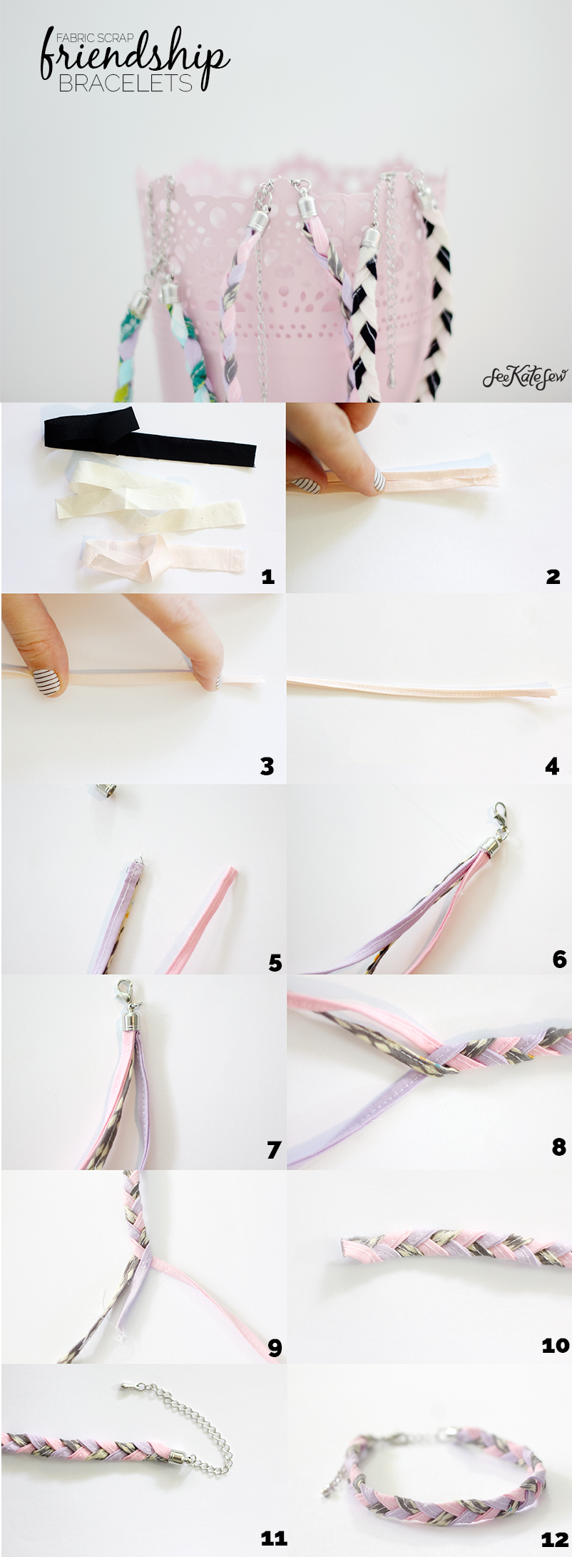 Fabric Friendship Bracelet Tutorial | See Kate Sew at Skip to My Lou