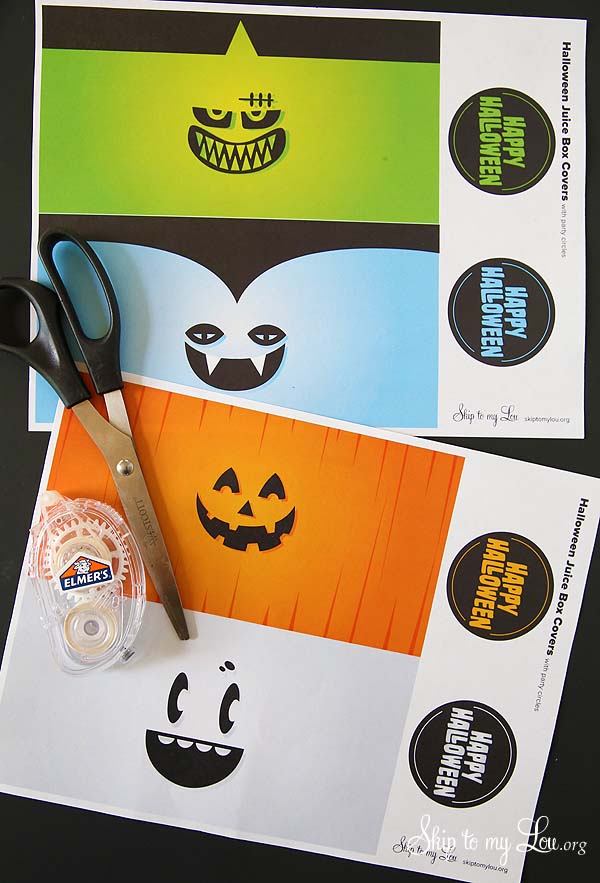 free printable halloween juice box covers