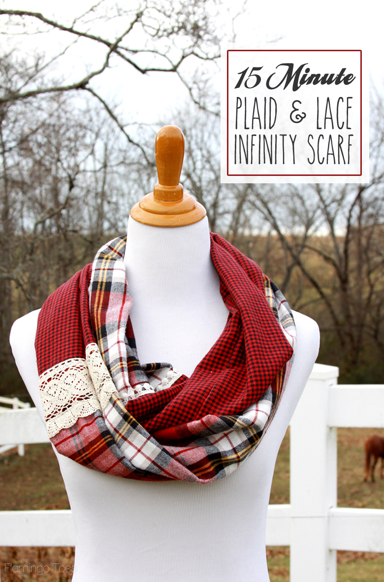 15-Minute-Plaid-and-Lace-Infinity-Scarf