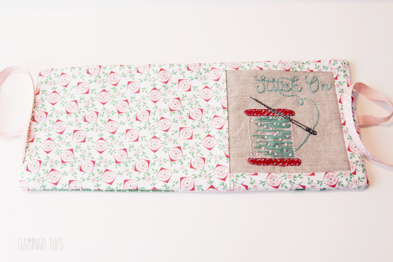 Sewing front and back of needle book together