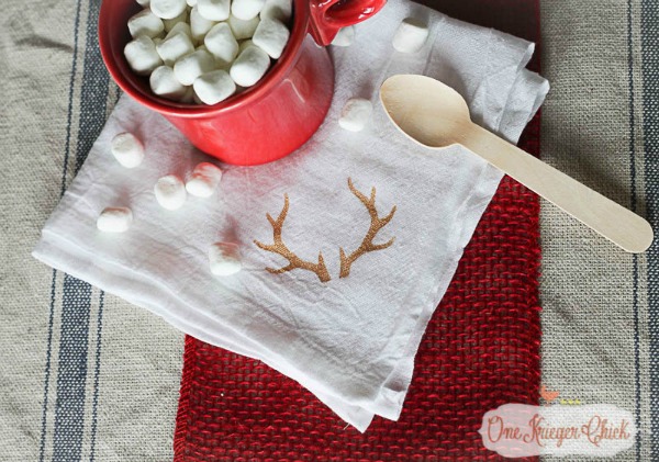 Antler stencil tea towel napkins-8- OneKriegerChick for Skip to my Lou