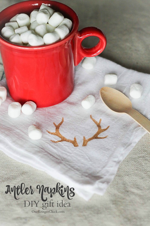 Make 4 napkins from one tea towel! What a great quick and easy Holiday gift idea! OneKriegerChick for Skip to My Lou