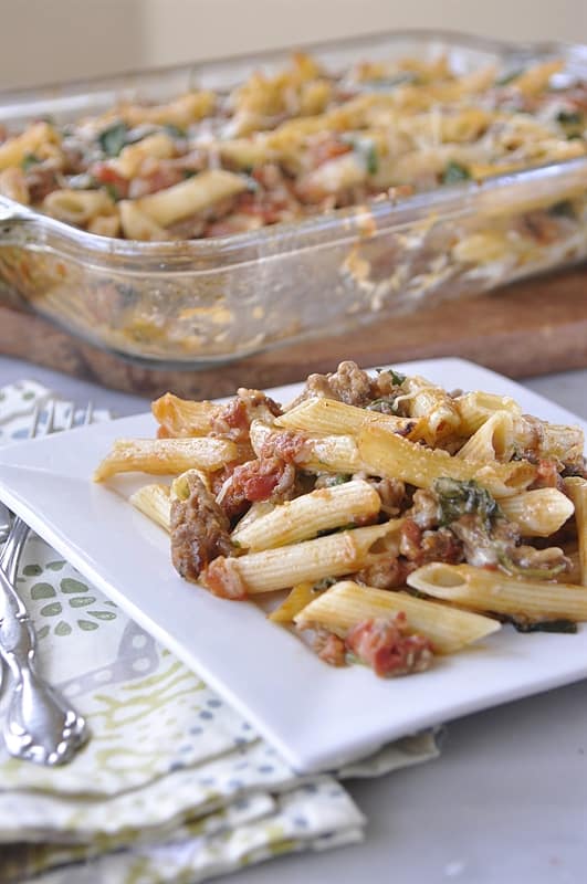 Baked Ziti with Spinach and Sausage