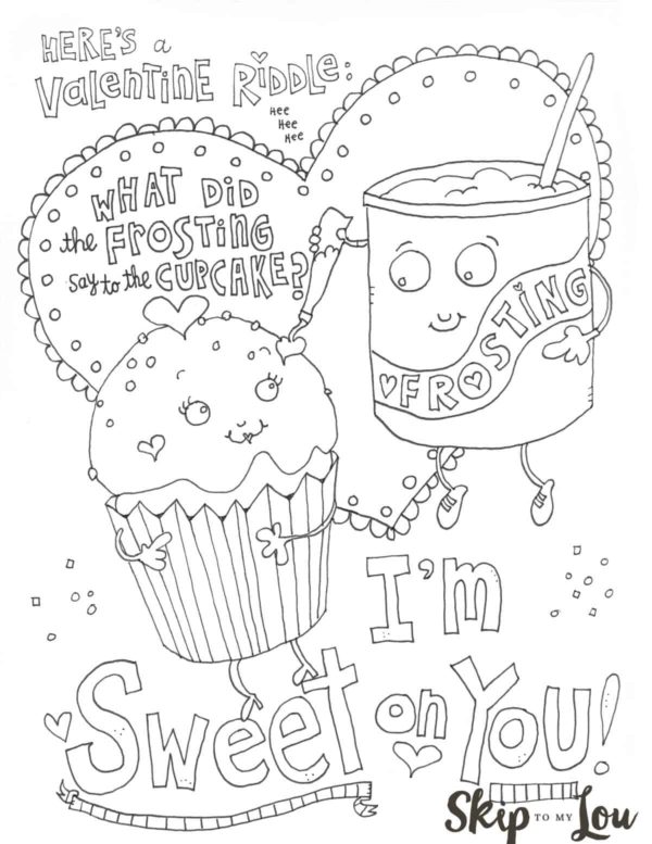 sweet on you valentine coloring page