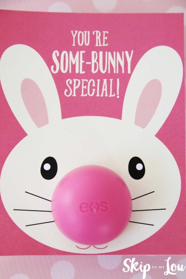bunny eos lip balm gift with "you're some-bunny special! written on it