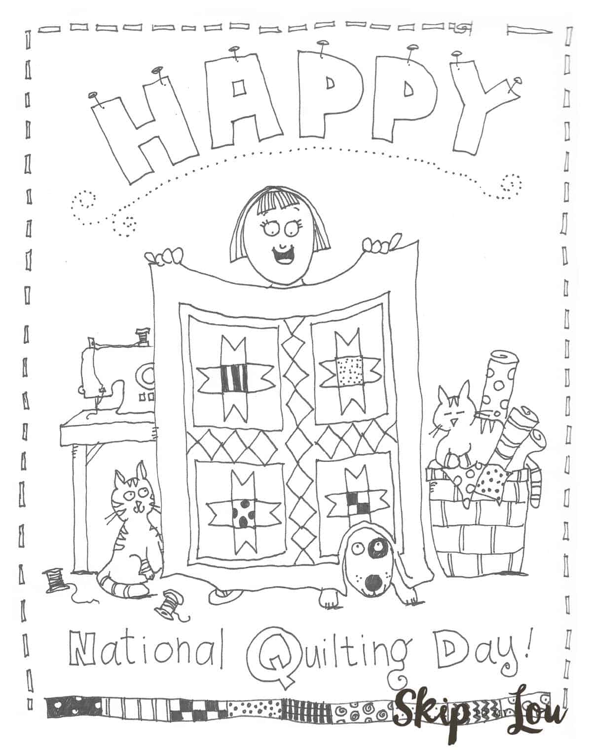 Download National Quilting Day Coloring Page | Skip To My Lou