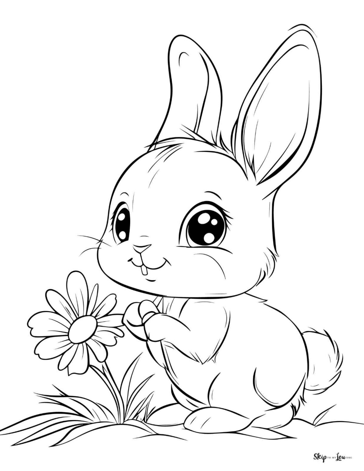baby bunny with flower