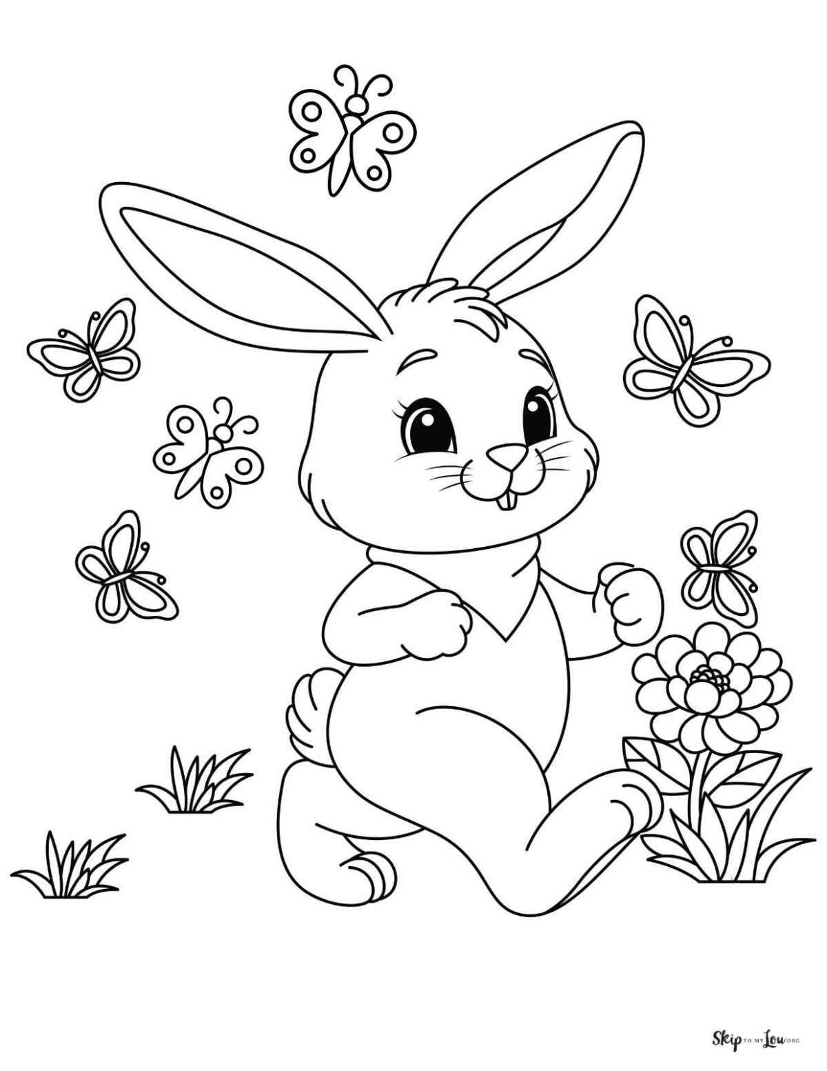 bunny walking with butterflies