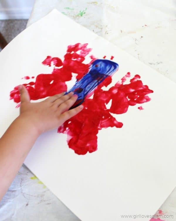 finger painted butterfly preschool art project