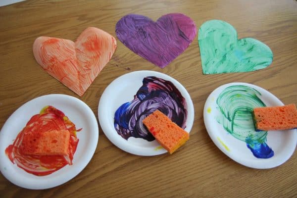bowls of paint teaching color mixing