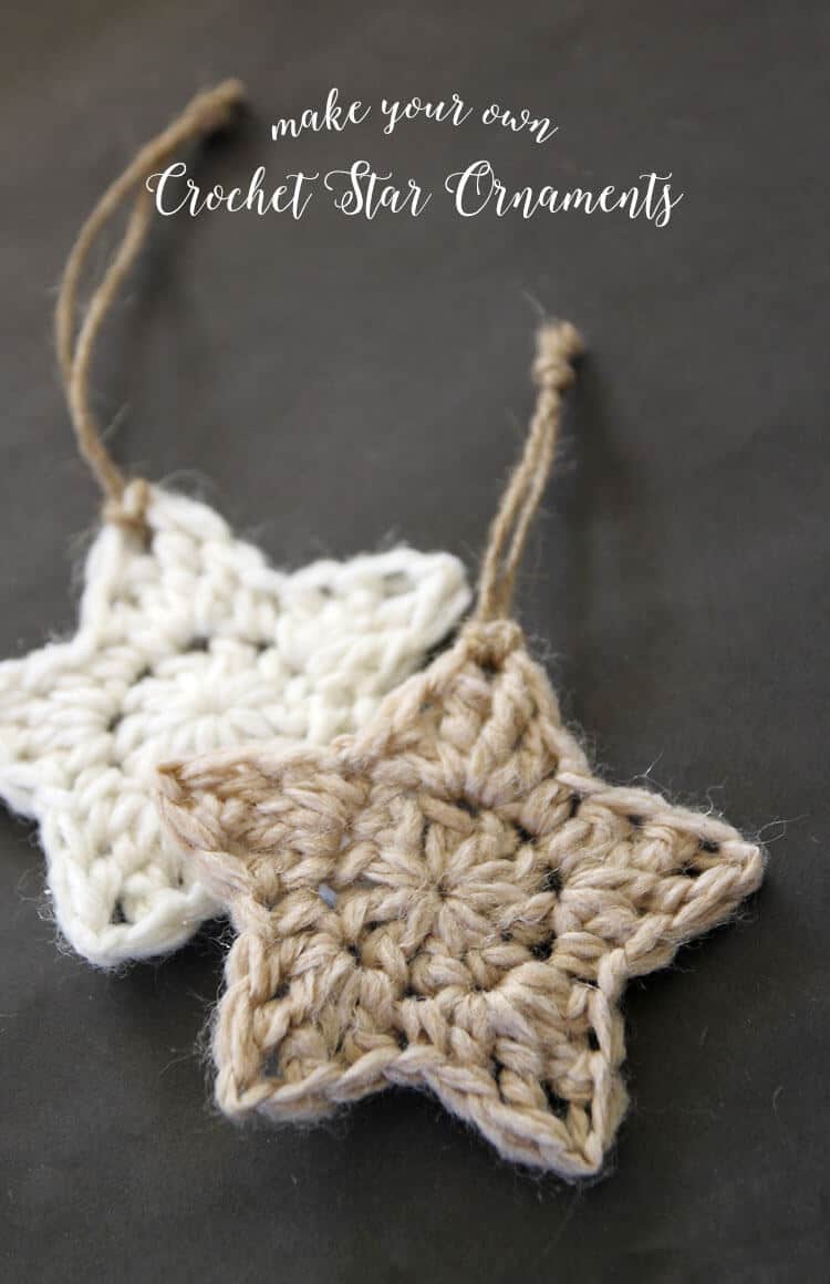 two crochet star ornaments