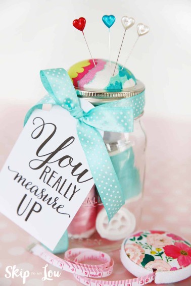 sewing kit in a jar