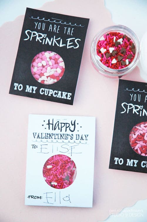 sprinkles to my cupcake valentine cards