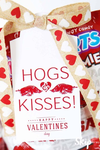 Razorbacks Hogs Kisses Valentine Gift Tag