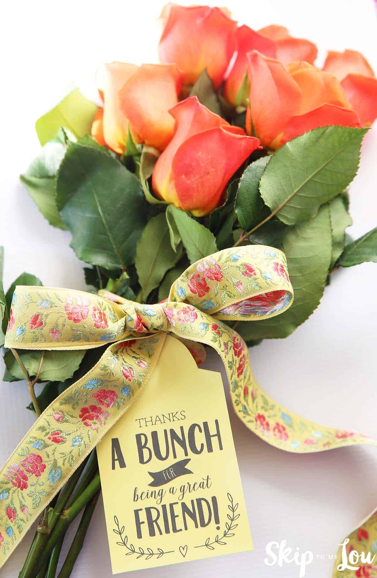 flowers with thanks a bunch for being a great friend gift tag
