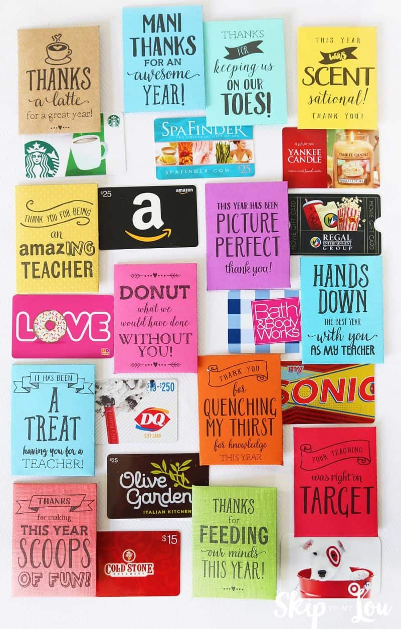 printable teacher gift card holders