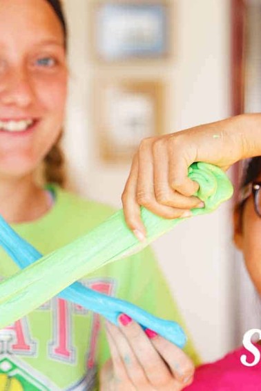 kids playing with slime