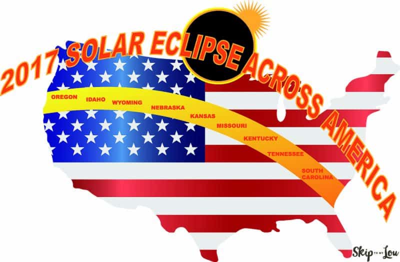 2017 Total Solar Eclipse across America USA map color illustration