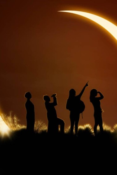 People watching solar eclipse