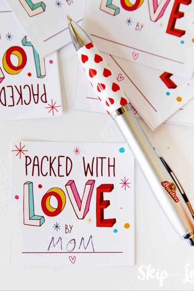 free printable packed with love notes