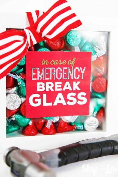 in case of emergency break glass frame filled with chocolate