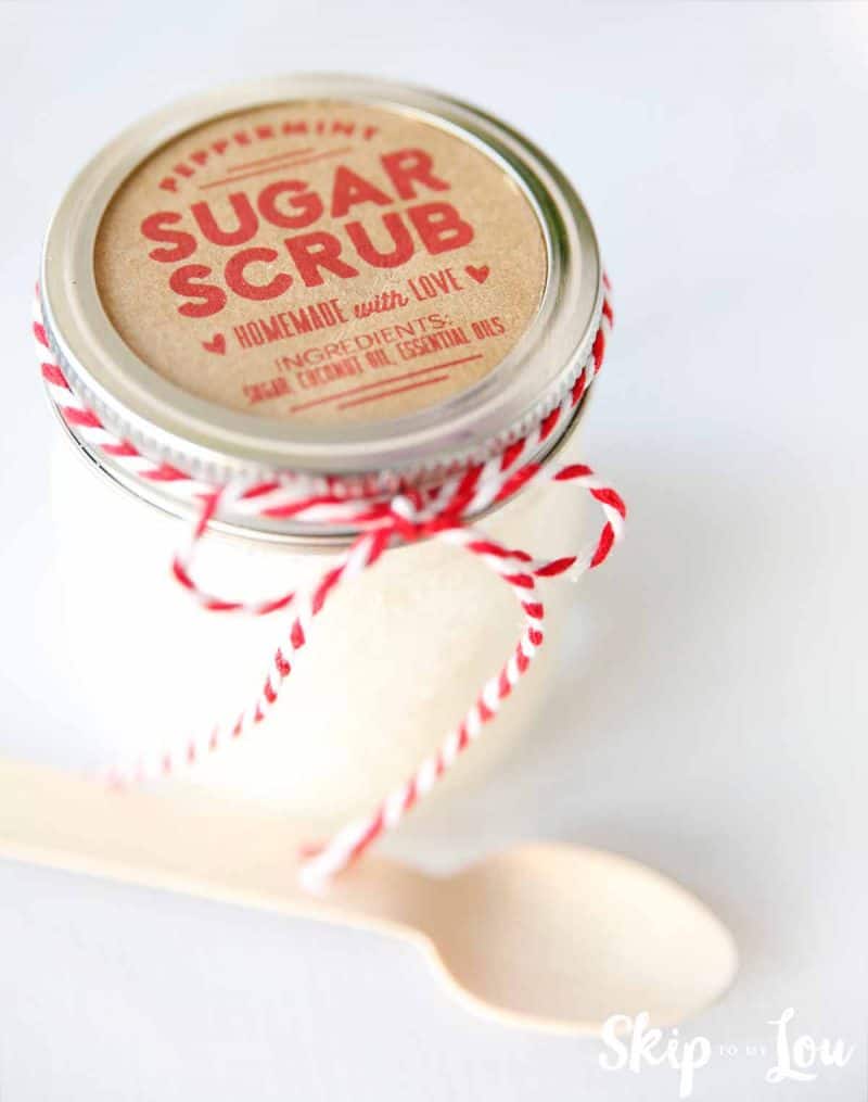 Homemade sugar scrub packaged in a jar