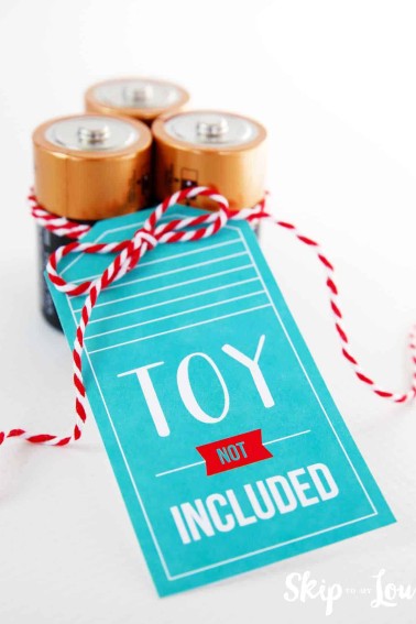 batteries with toy not included gift tag