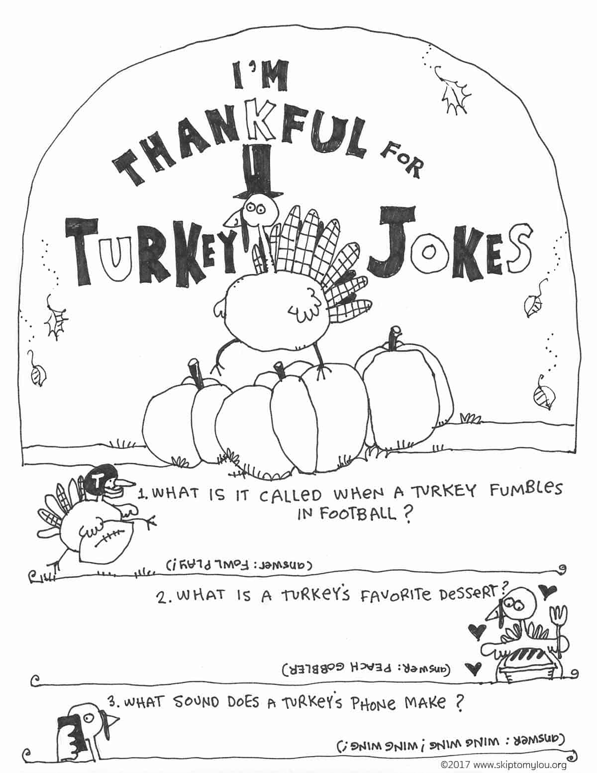 turkey jokes coloring page