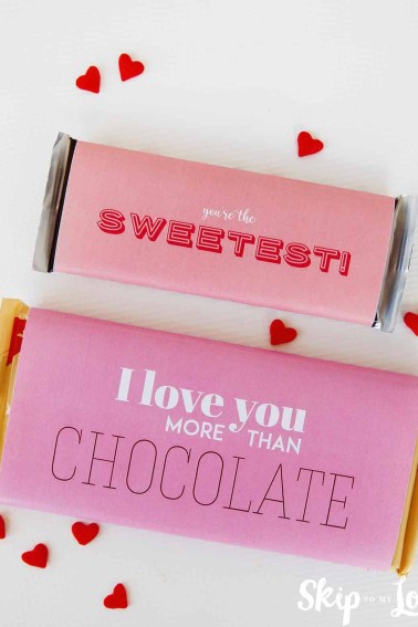 Valentine candy bar wrappers