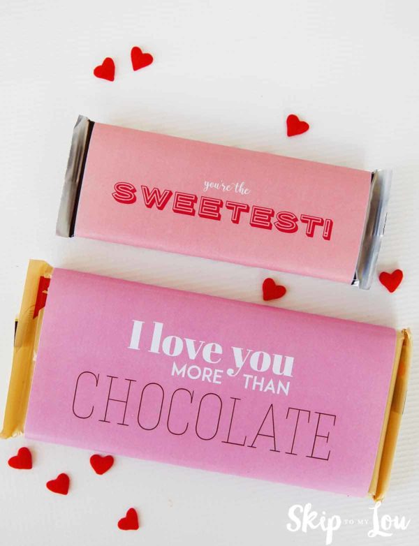 Valentine candy bar wrappers