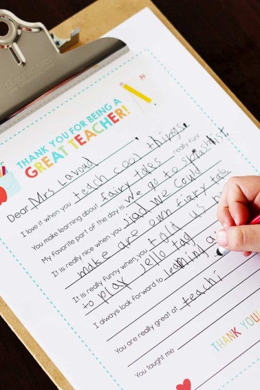 Printable Teacher Thank You Note